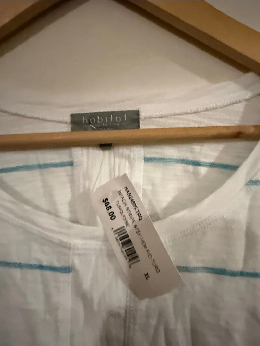 Habitat White Tee with Light Blue Stripes - Picture 3 of 3